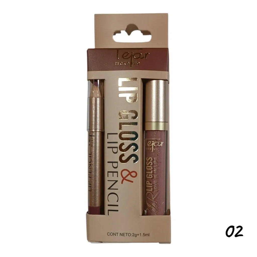 Lip Gloss Labial Matte + Delineador Labios Tejar