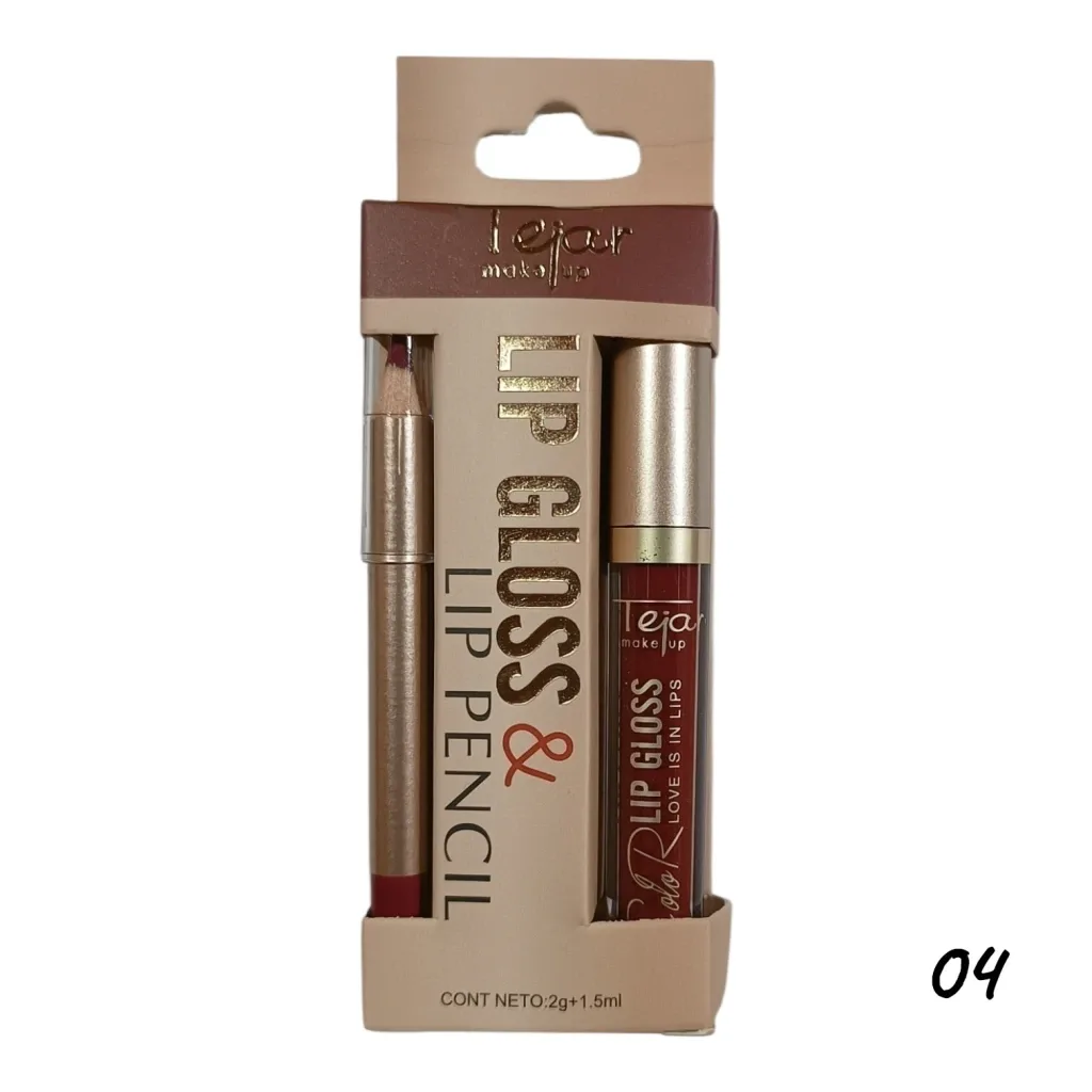 Lip Gloss Labial Matte + Delineador Labios Tejar