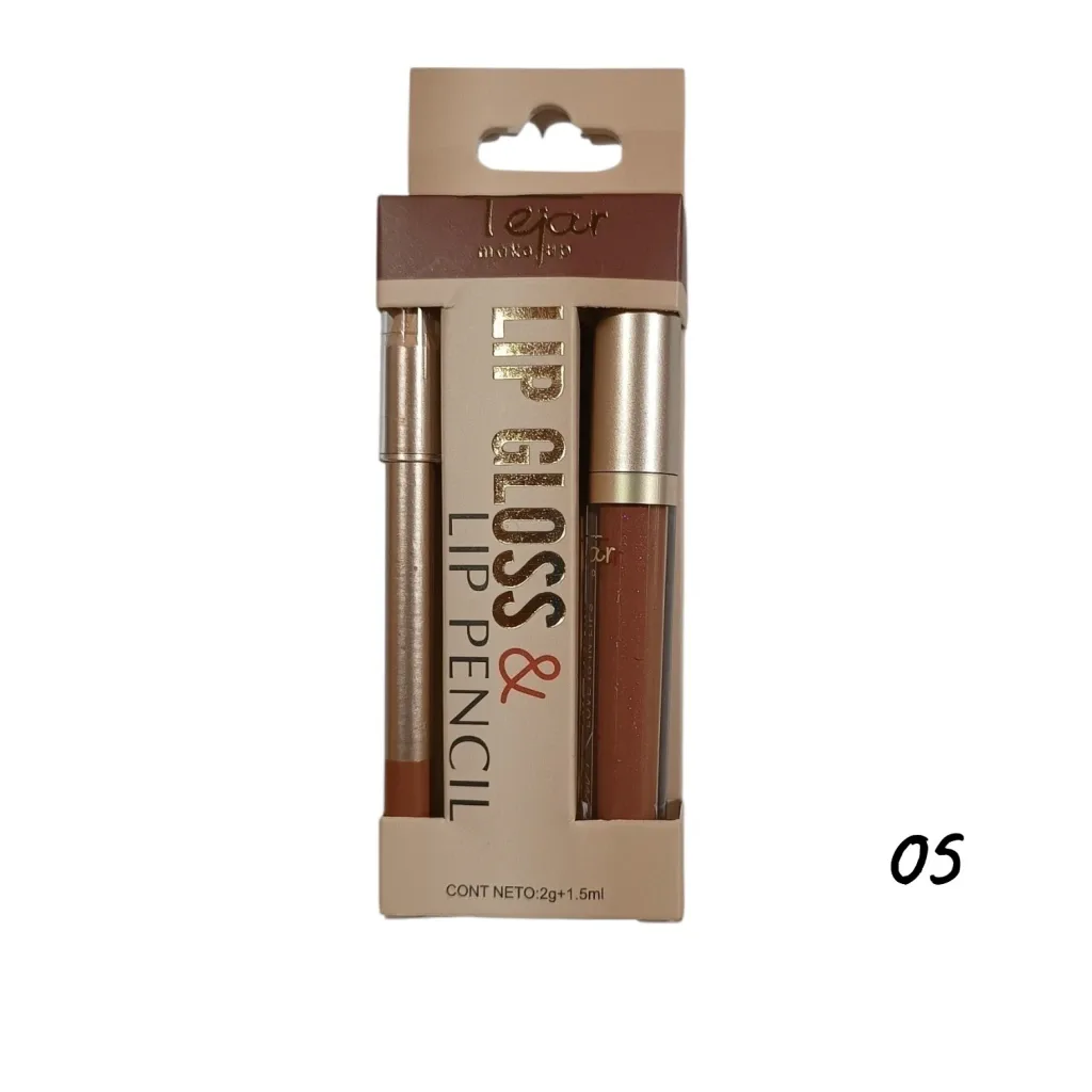 Lip Gloss Labial Matte + Delineador Labios Tejar